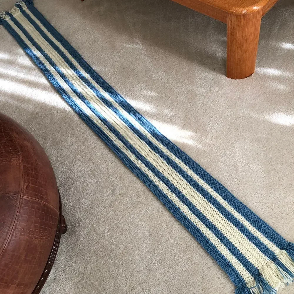 NWOT Handmade Crocheted Striped Fringe Scarf